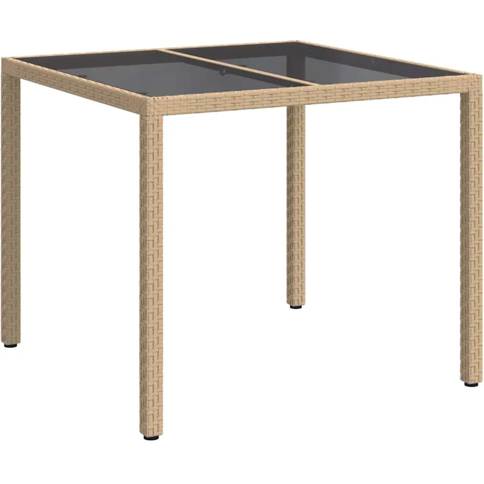 vidaXL Tuinstafel Beige 90 x 90 x 75 cm poly rattan, foto 3