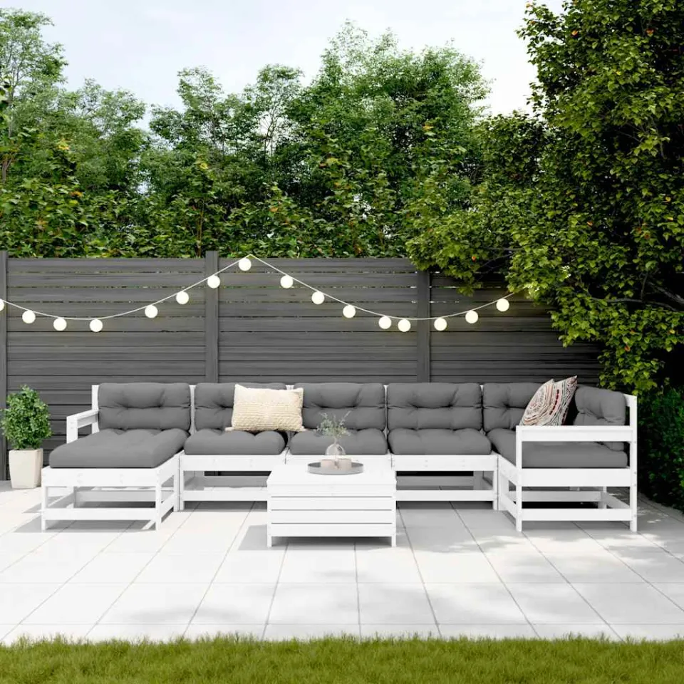 vidaXL 8-delige Loungeset massief grenenhout wit, foto 2