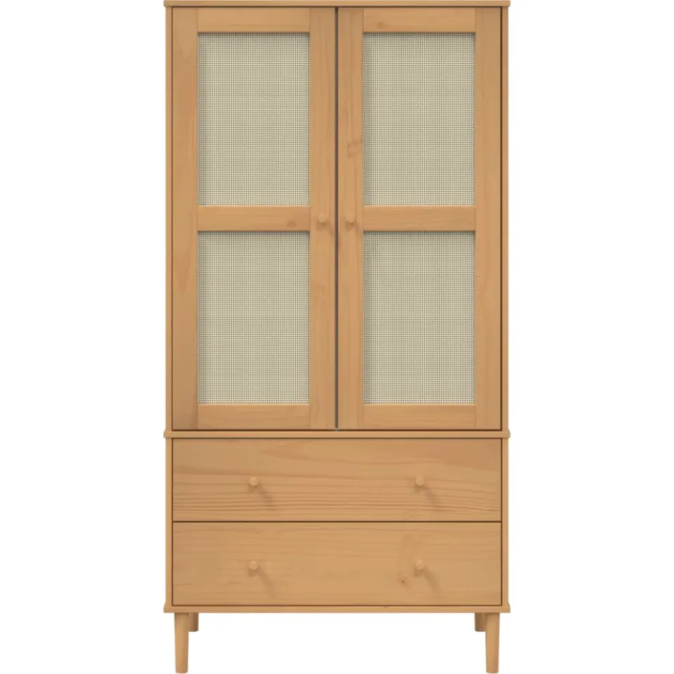vidaXL Kledingkast SENJA 90x55x175 cm rattan look grenenhout bruin, foto 4