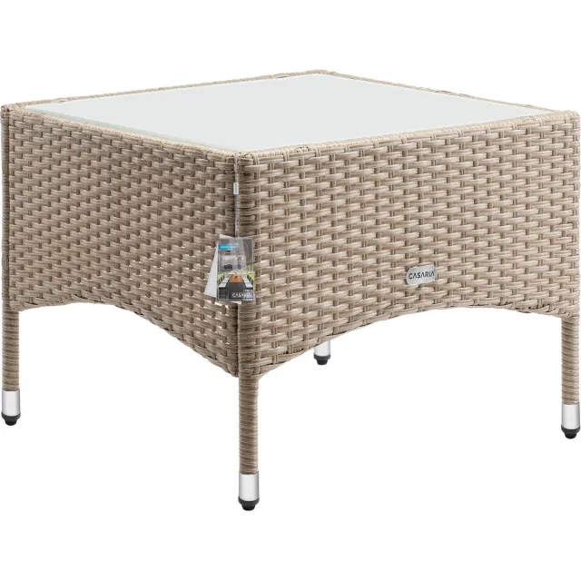 Casaria Polyrattan Bijzettafel - Buiten 58x58x42cm - Crème Creme