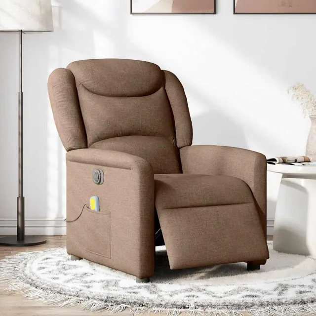 vidaXL Massagestoel elektrisch verstelbaar stof bruin