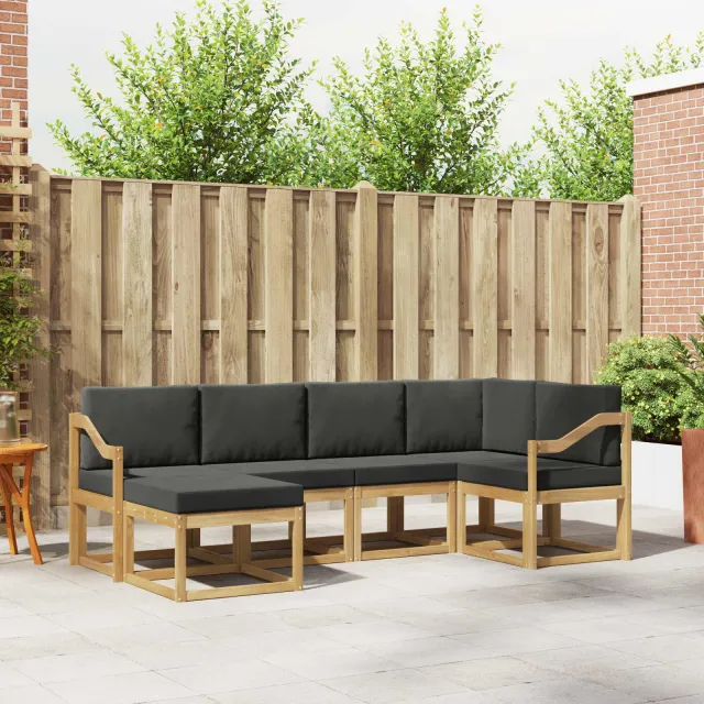 vidaXL Buiten bankenset 6 st 6-zits Wit en antracietkleurig Polyester