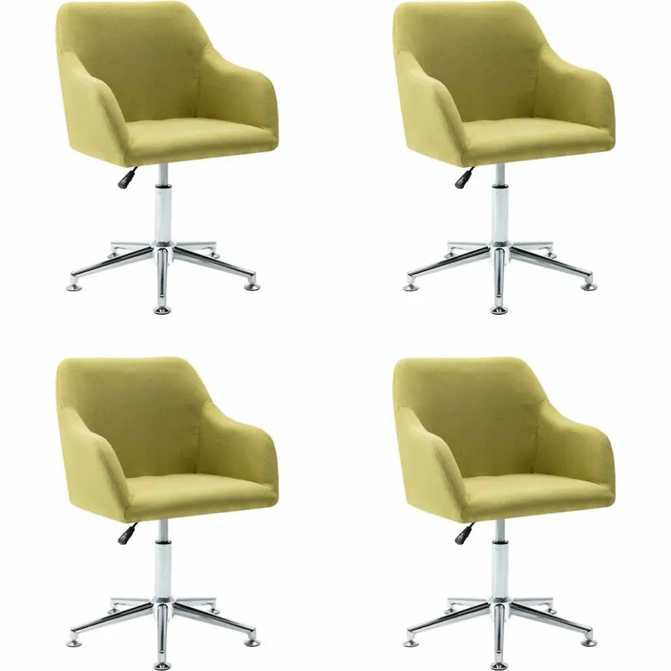 vidaXL Eetkamerstoelen 4 st draaibaar stof groen, foto 3