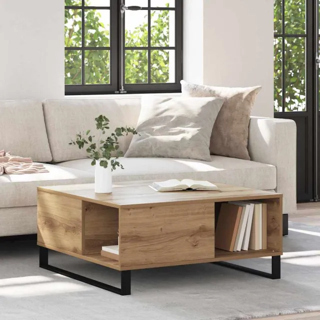 vidaXL Salontafel Artisan Eiken 80 x 80 x 36,5 cm Bewerkt hout, foto 2