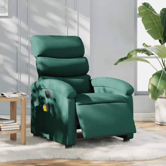 vidaXL Massagestoel elektrisch verstelbaar stof donkergroen groen