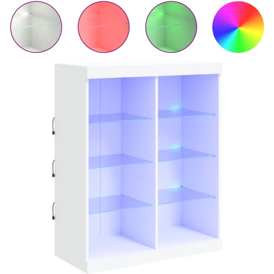 vidaXL Dressoir met LED-verlichting 81x37x100 cm wit, foto 4
