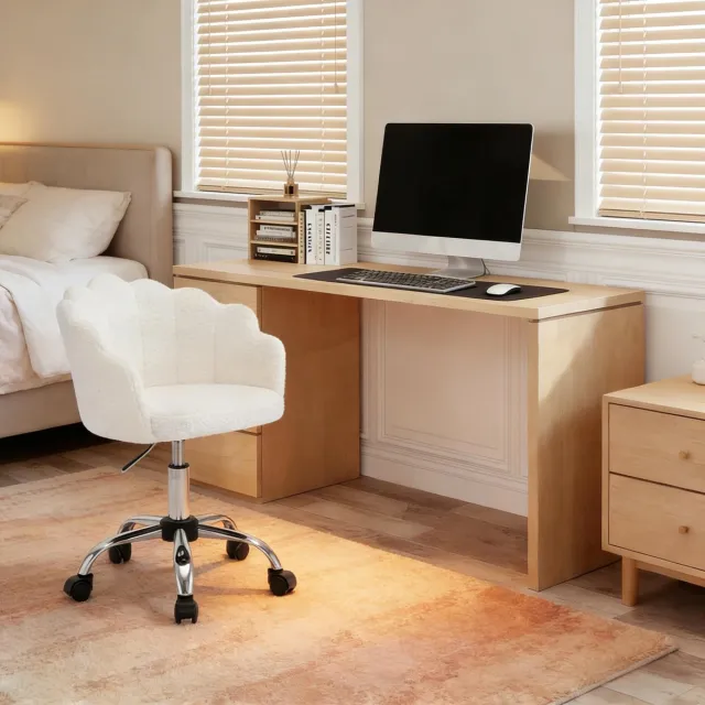 Clruro Bureaustoel - Bloemblad Design - Comfortabel - Make-upstoel Roomwit