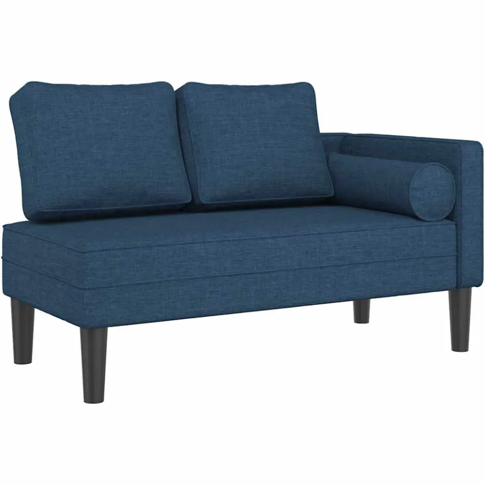 vidaXL Chaise longue met kussens stof blauw, foto 3