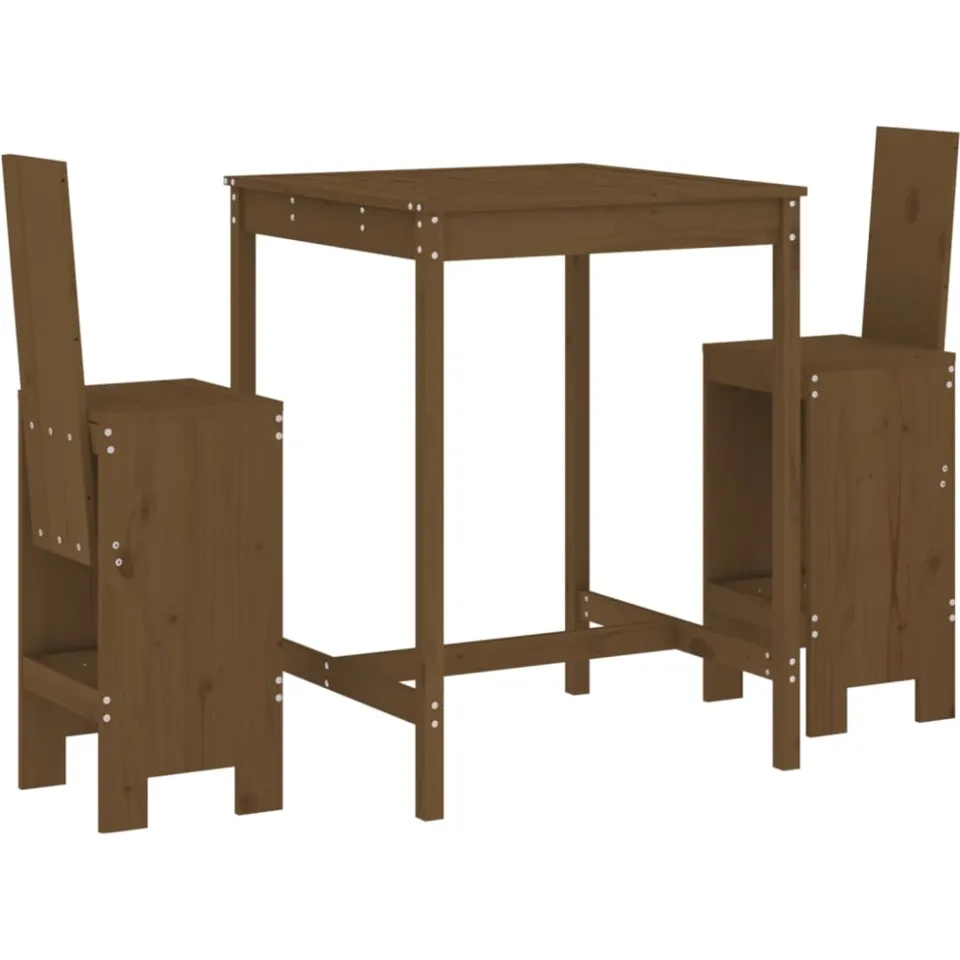 vidaXL 3-delige Tuinbarset massief grenenhout honingbruin bruin, foto 3