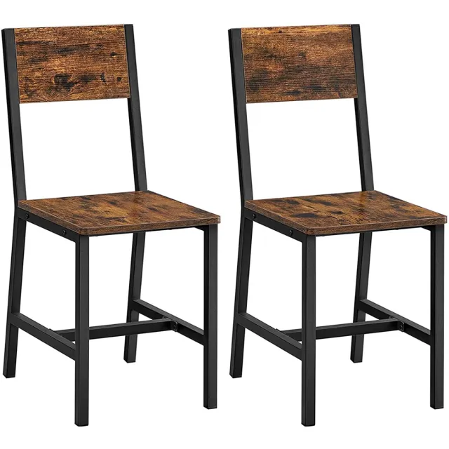 Conway Living Eetkamerstoelen Set van 2 - Keukenstoelen - Industrieel Design - Metaal & Hout - Vintage Bruin / Zwart Rustiek bruin