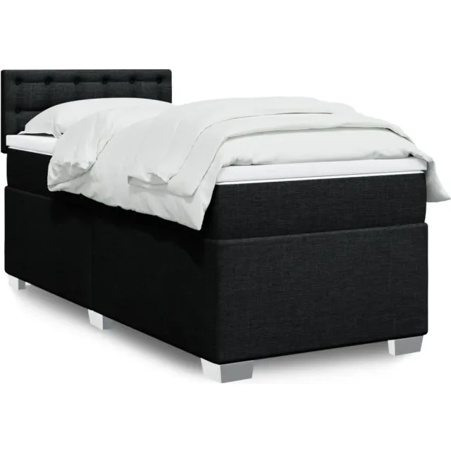 vidaXL Boxspring met matras stof zwart 80x200 cm