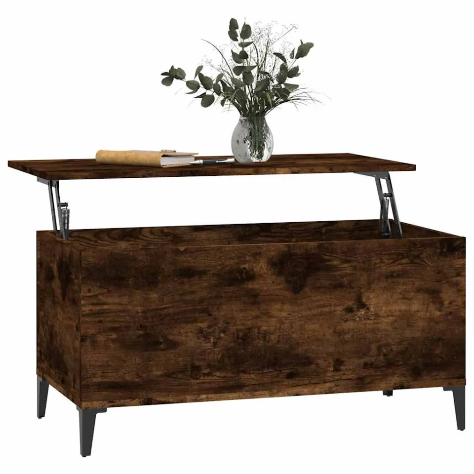 vidaXL Salontafel 90x44,5x45 cm bewerkt hout gerookt eikenkleurig, foto 4