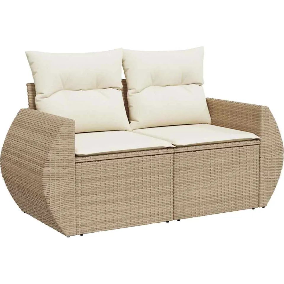 vidaXL 7-delige Loungeset met kussens poly rattan beige, foto 4