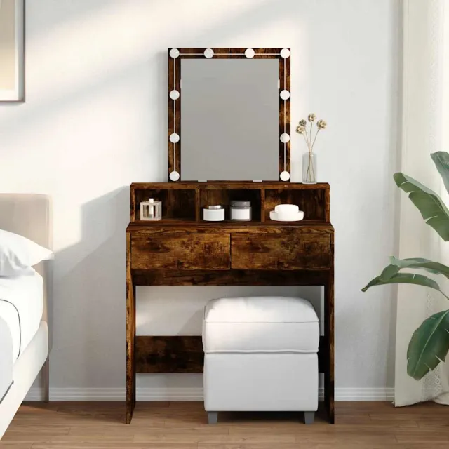 vidaXL Kaptafel met LED 80x41x144,5 cm gerookt eikenkleurig, foto 2