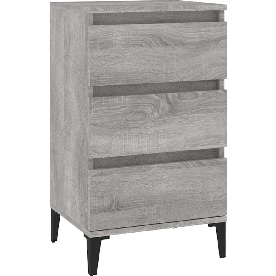 vidaXL Nachtkastje 40x35x70 cm bewerkt hout grijs sonoma eikenkleurig