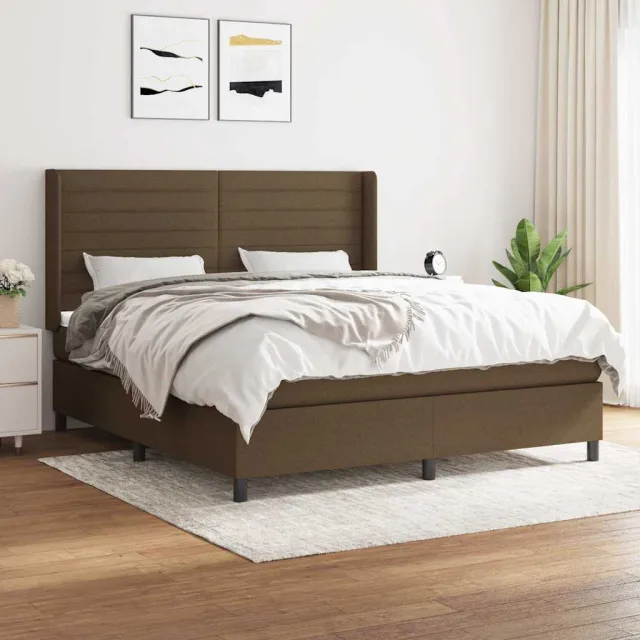 vidaXL Boxspring met matras stof donkerbruin 180x200 cm bruin