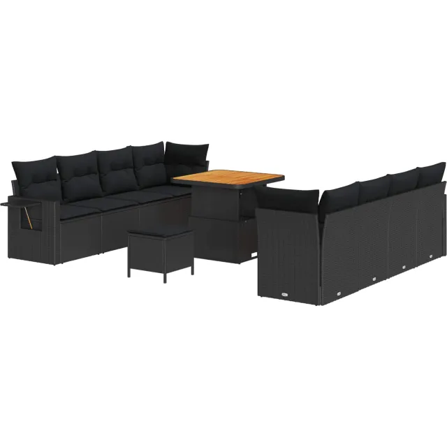 vidaXL Tuin Sofa Set 11 st Zwart Poly riet