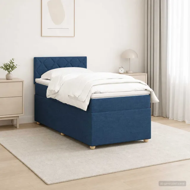 vidaXL Boxspringbed met matras met hoofdeinde Blauw 90 x 190 cm Stof