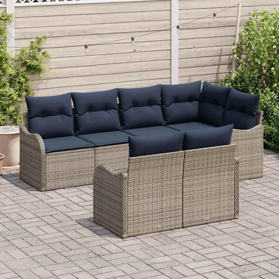 vidaXL Tuin Sofa Set Grijs poly rattan, foto 3