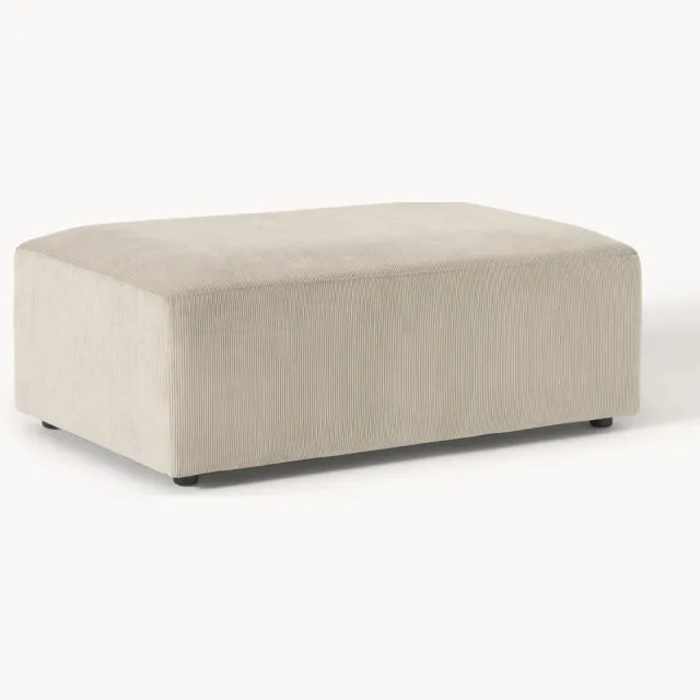 Westwing Collection XL poef Melva van corduroy, B 116 x D 72 cm Beige