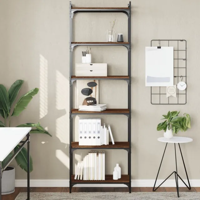 vidaXL Boekenkast 6-laags 60x30x188 cm bewerkt hout bruin eikenkleur