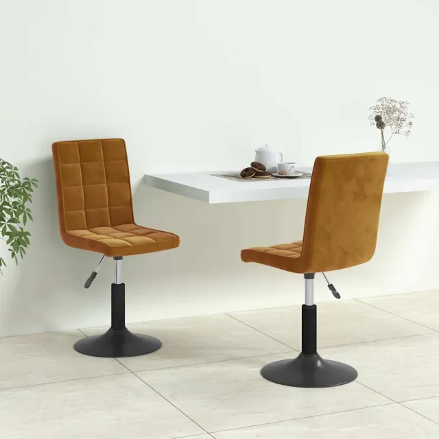 vidaXL Eetkamerstoelen draaibaar 2 st fluweel bruin, foto 2