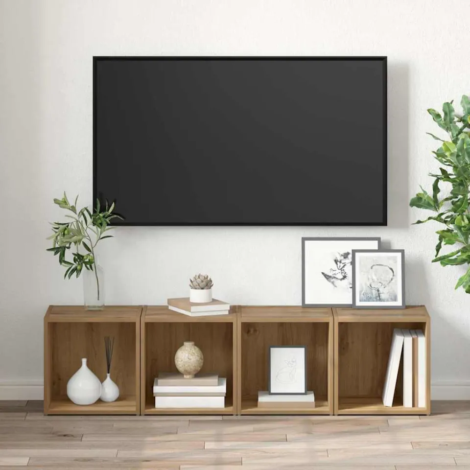vidaXL Tv-meubelset 4 st Artisan Eiken Bewerkt hout, foto 3