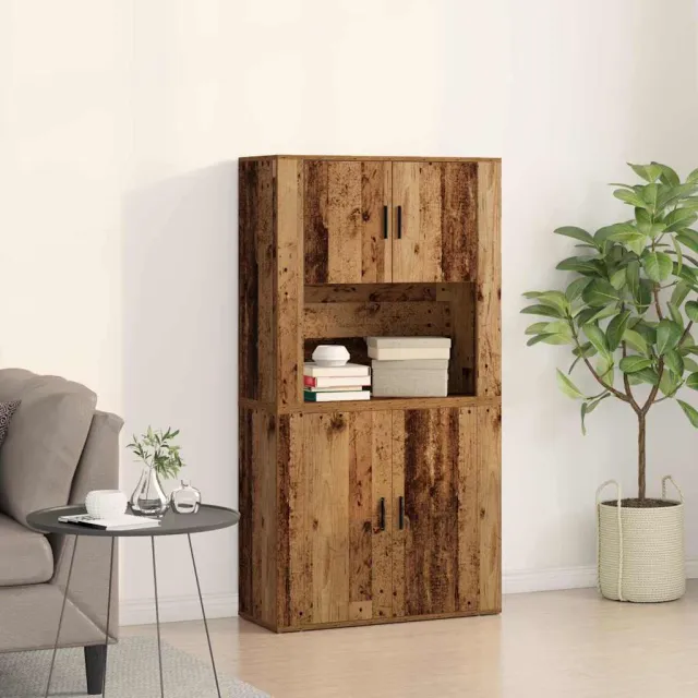 vidaXL Hoge kast Oudhout 80 x 33 x 150 cm Bewerkt hout Bruin