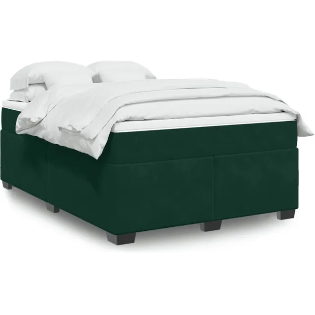 vidaXL Boxspring met matras fluweel donkergroen 160x200 cm groen