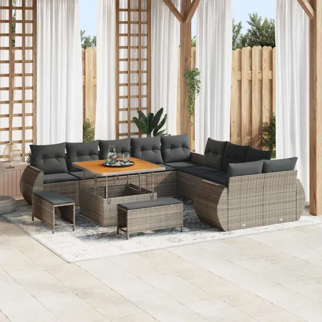 vidaXL Tuinbankenset 13 st Grijs poly rattan, foto 2