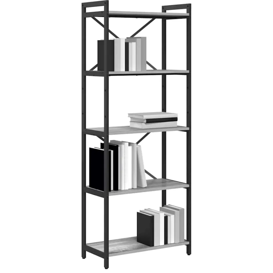 vidaXL Boekenkast 60 x 30 x 155 cm Bewerkt hout Grijs sonoma
