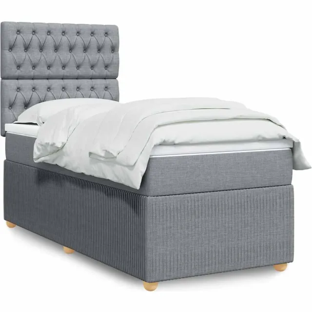 vidaXL Boxspring met matras stof lichtgrijs 80x200 cm grijs