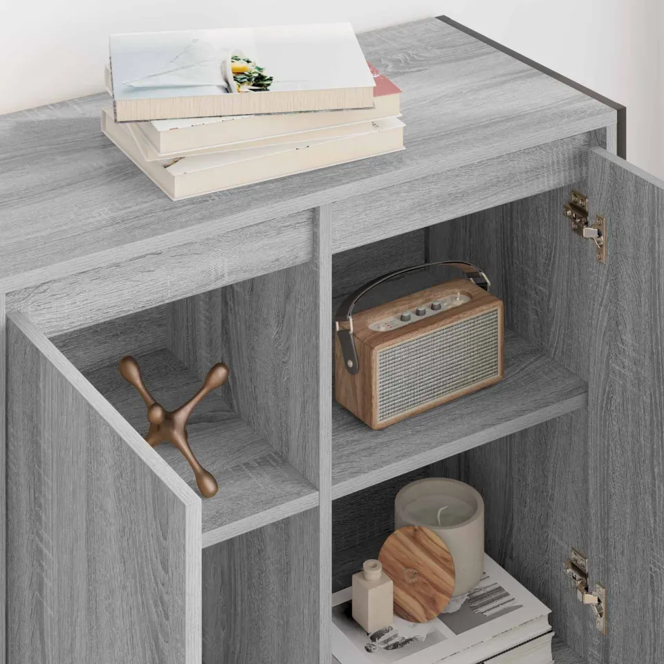 vidaXL Bijzetkast Grijs Sonoma 79 x 36 x 75 cm Bewerkt hout, foto 4