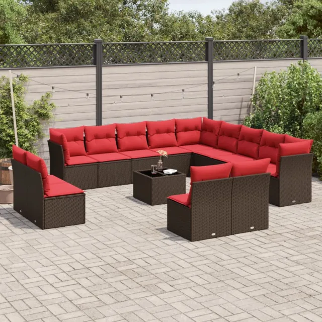 vidaXL 14-delige tuinbankset met kussens, bruin polyrotan, foto 2