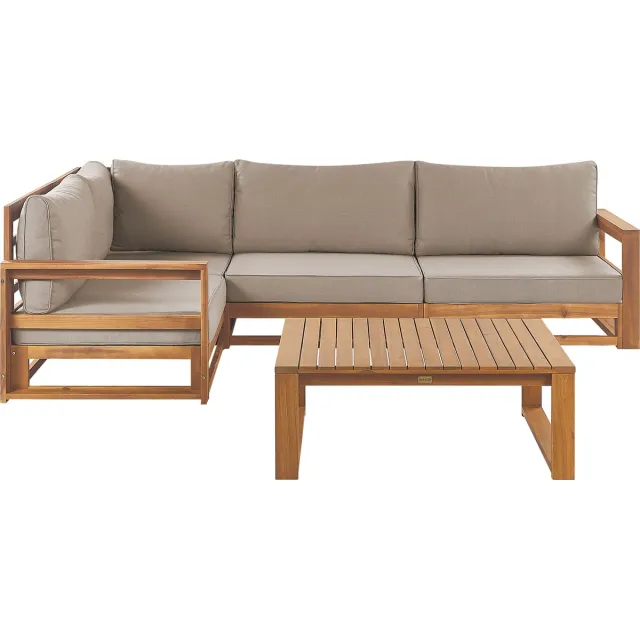 Beliani TIMOR II - Loungeset - Taupe - Gecertificeerd acaciahout Bruin