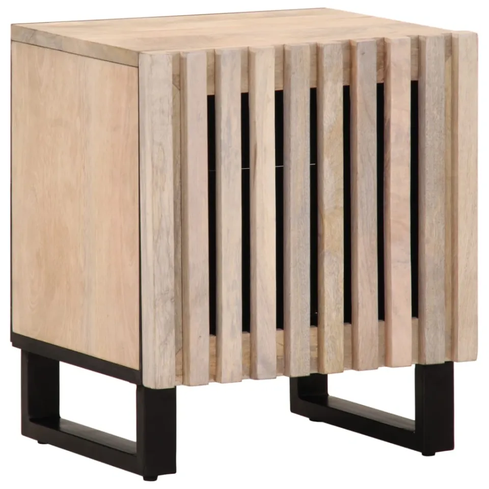 vidaXL Nachtkastjes 2 st 40x34x46 cm massief gebleekt mangohout bruin, foto 2