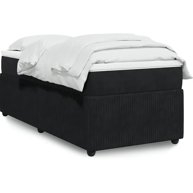 vidaXL Boxspring met matras fluweel zwart 80x200 cm