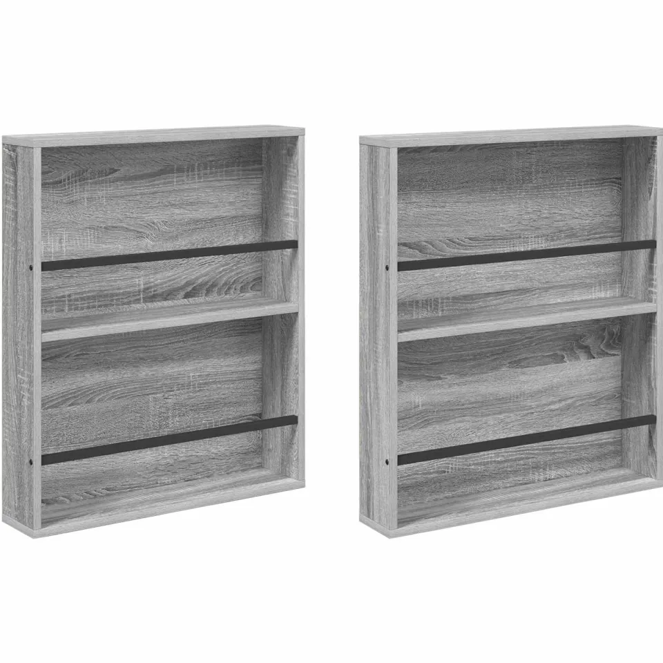 vidaXL Tijdschrift Rek 2 st Grijs Sonoma 60 x 12 x 70 cm Bewerkt hout, foto 3