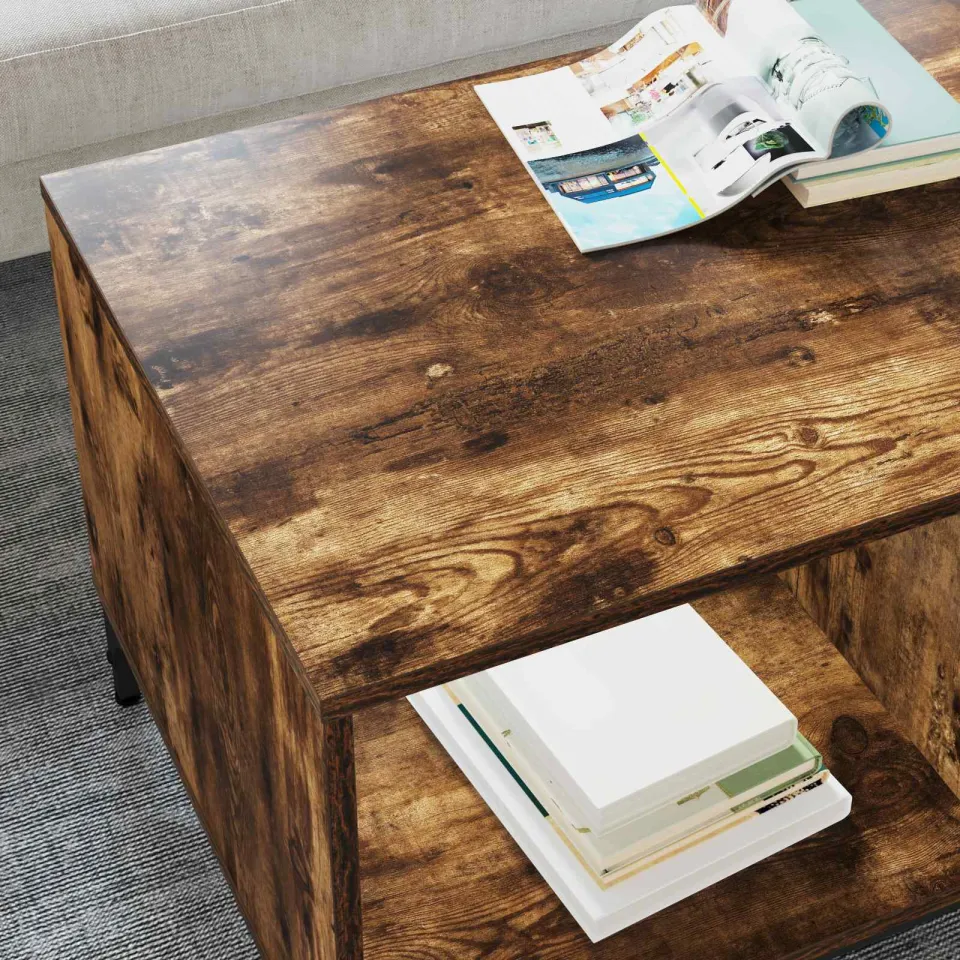 vidaXL Salontafel Gerookt eiken 90 x 49 x 46 cm Bewerkt hout, foto 3