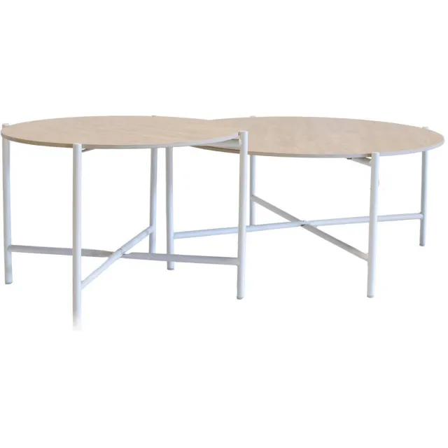 Giga Meubel Salontafel Abano - Wit Metaal - Sintered Stone - Set van 2