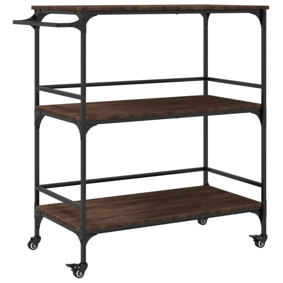 vidaXL Keukentrolley 100,5x50x105 cm bewerkt hout bruin eikenkleurig, foto 3