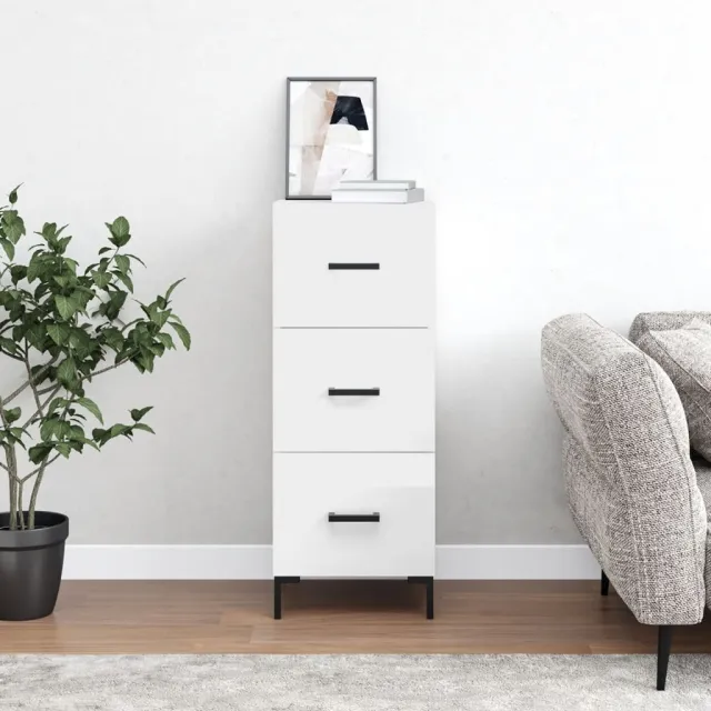 vidaXL Dressoir 34,5x34x90 cm bewerkt hout hoogglans wit, foto 2