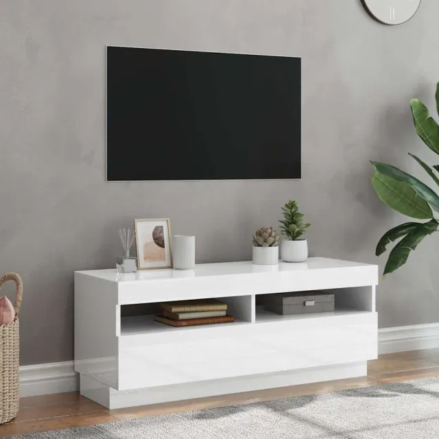vidaXL Tv-meubel met LED-verlichting 100x35x40 cm hoogglans wit, foto 2