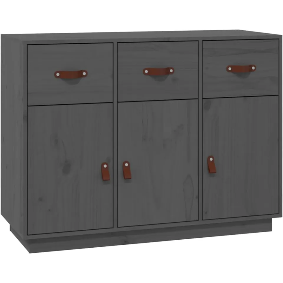 vidaXL Dressoir 100x40x75 cm massief grenenhout grijs