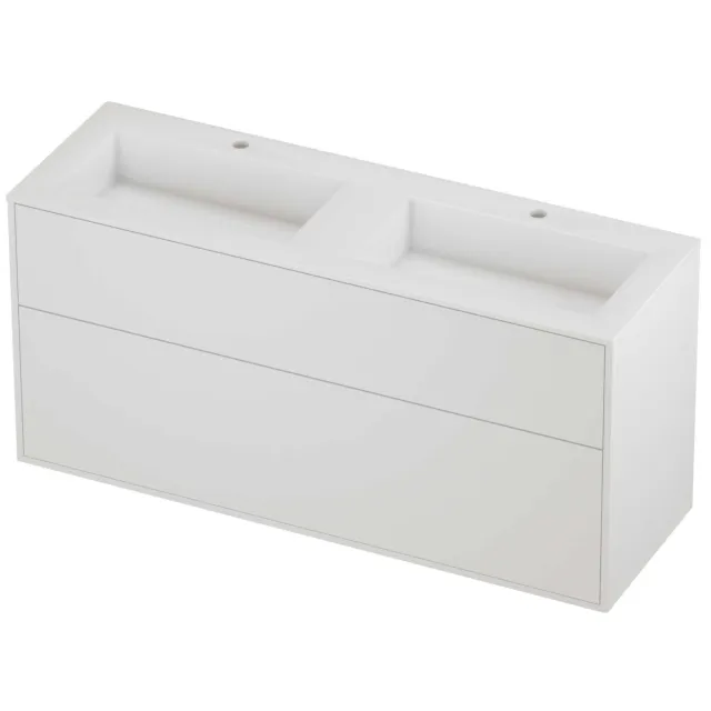 Proline Aristo Badmeubelset Polystone Elegant 2 Laden 140x46x67 cm Glans Wit Mat White Mat Wit