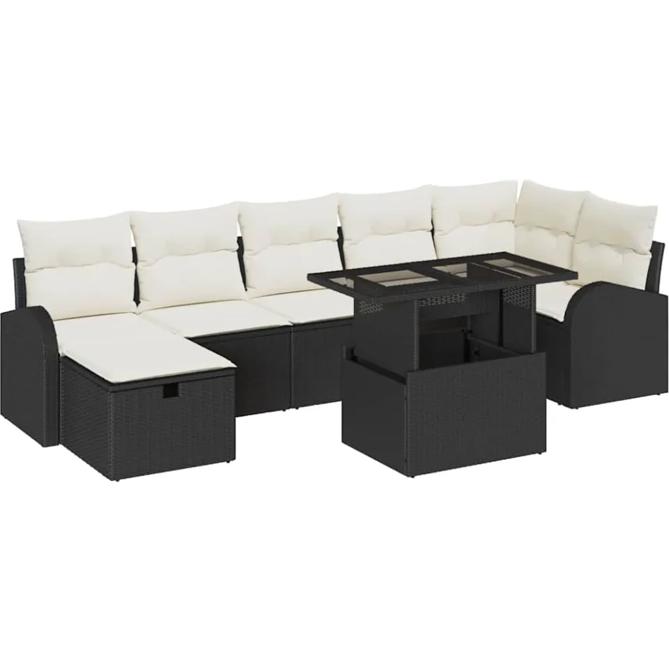 vidaXL Tuin Sofa Set 8 st Zwart poly rattan
