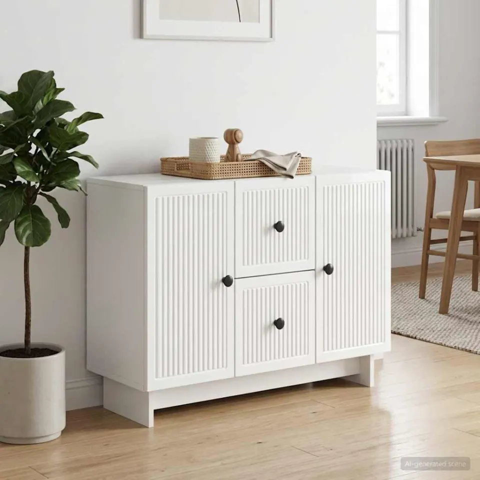 vidaXL Dressoir met lade Hoogglans Wit 89 x 34,5 x 60 cm Bewerkt hout, foto 3