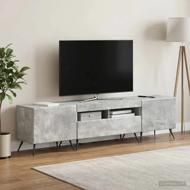 vidaXL LED tv-meubel BREDA 3 st Betongrijs Bewerkt hout grijs, foto 2