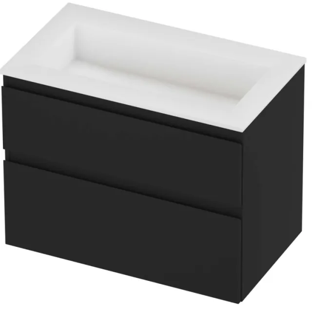 Proline Aristo Badmeubelset Polystone Elegant Zonder Kraangat 80x46x62 cm Mat White Mat Zwart