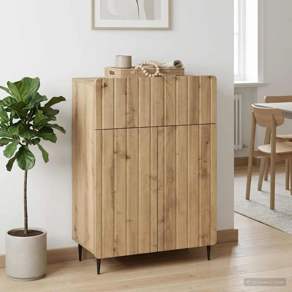 vidaXL Dressoir Artisanaal eiken 66 x 34,5 x 92 cm Bewerkt hout, foto 3